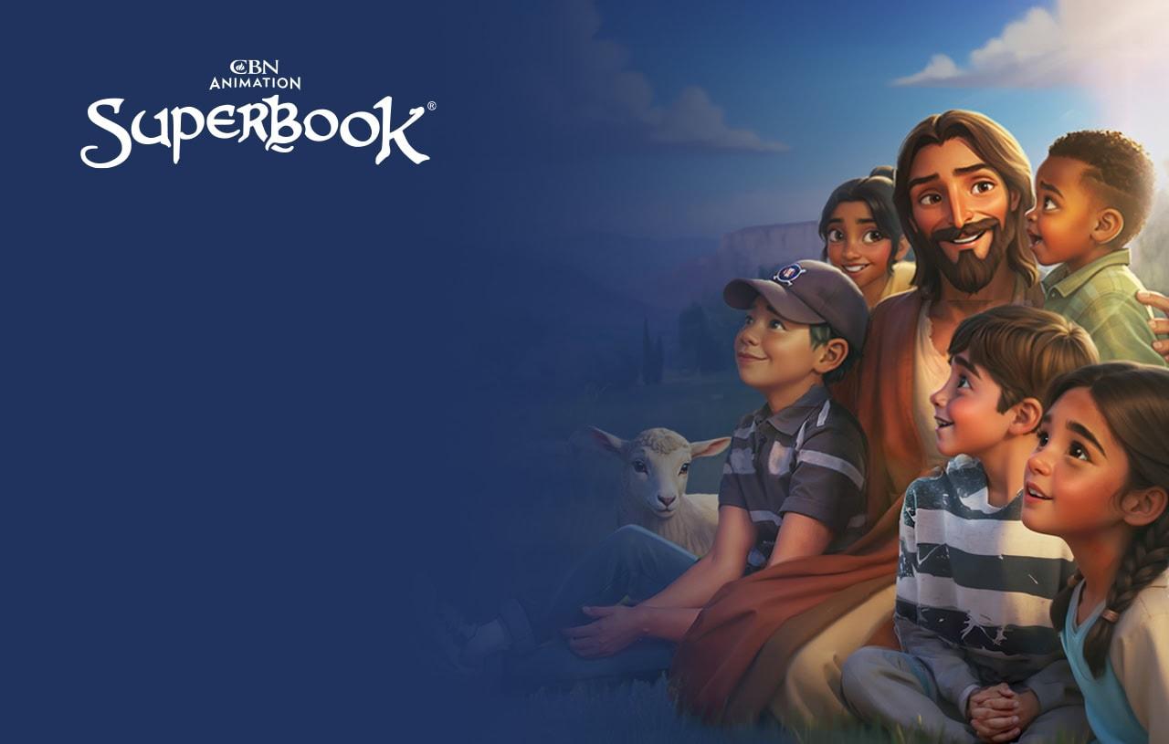 Superbook image of Jesus teaching children