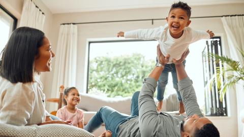 A family playing together in their home