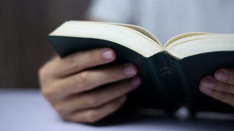 Person reading a Bible 