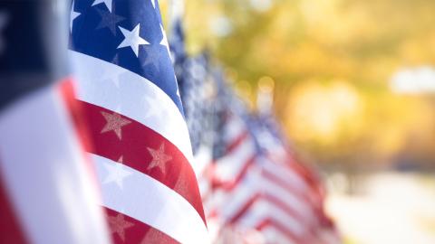 A flag in the golden light 