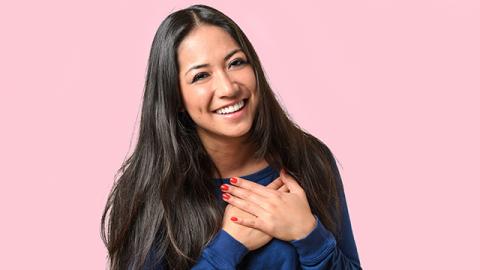Smiling woman who is grateful